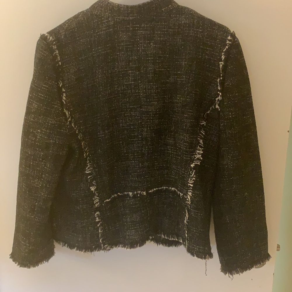 Veste Courte Femme LOFT Tweed Noir Et Blanc - Zip Côté, Taille 0, Neuve Sans étiquette